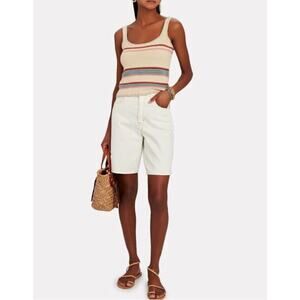 SLVRLAKE London Relaxed Denim Shorts Ivory High Rise Non-Stretch 28 NEW